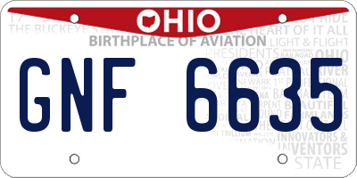 OH license plate GNF6635