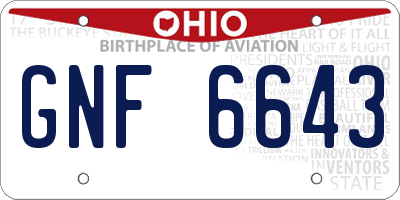 OH license plate GNF6643