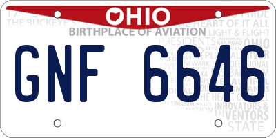 OH license plate GNF6646