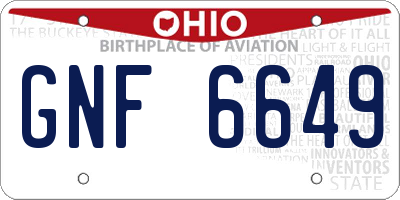 OH license plate GNF6649