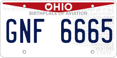 OH license plate GNF6665