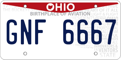 OH license plate GNF6667