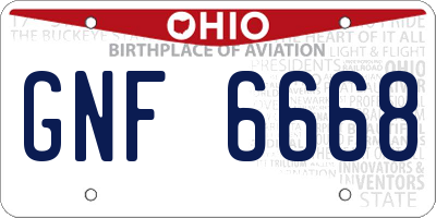 OH license plate GNF6668