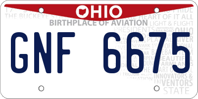 OH license plate GNF6675