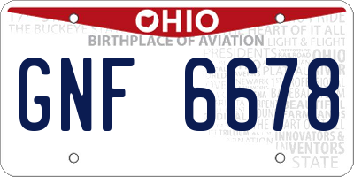 OH license plate GNF6678