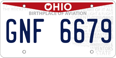 OH license plate GNF6679