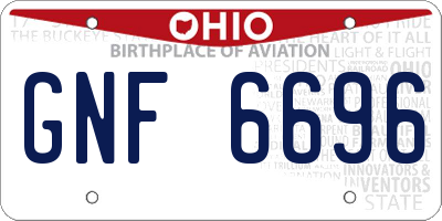 OH license plate GNF6696