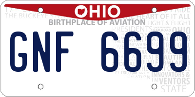 OH license plate GNF6699