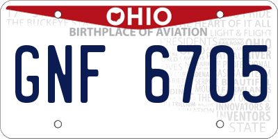 OH license plate GNF6705