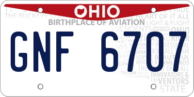 OH license plate GNF6707