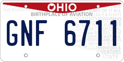 OH license plate GNF6711