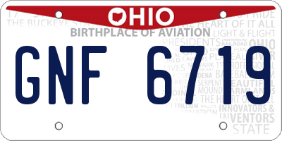 OH license plate GNF6719