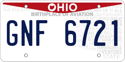 OH license plate GNF6721