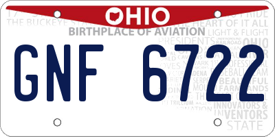 OH license plate GNF6722