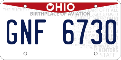 OH license plate GNF6730