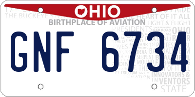 OH license plate GNF6734