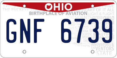 OH license plate GNF6739