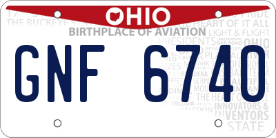 OH license plate GNF6740