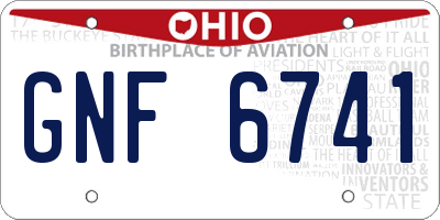 OH license plate GNF6741