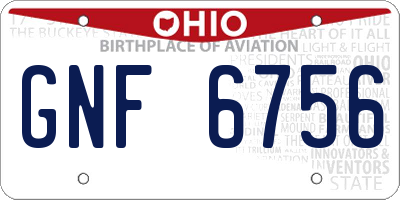 OH license plate GNF6756