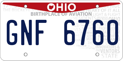OH license plate GNF6760