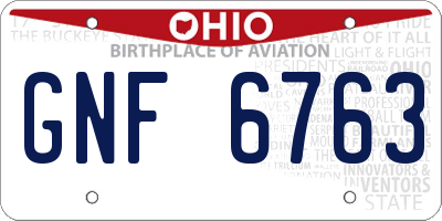 OH license plate GNF6763