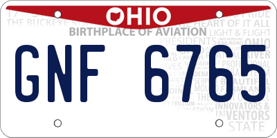 OH license plate GNF6765