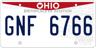 OH license plate GNF6766