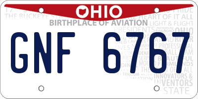 OH license plate GNF6767