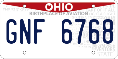 OH license plate GNF6768