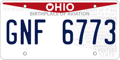 OH license plate GNF6773