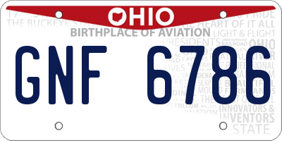 OH license plate GNF6786