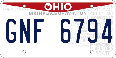 OH license plate GNF6794