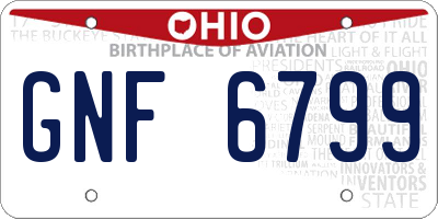 OH license plate GNF6799