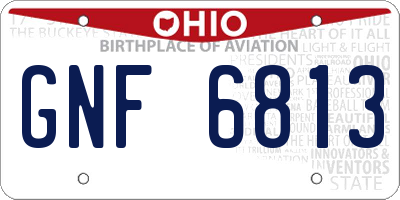 OH license plate GNF6813