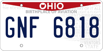 OH license plate GNF6818