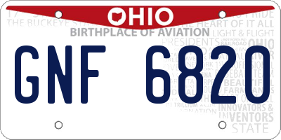 OH license plate GNF6820