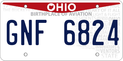 OH license plate GNF6824