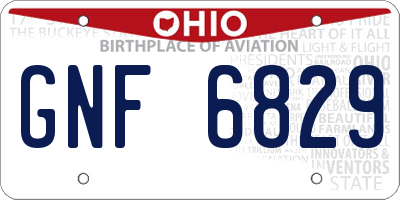 OH license plate GNF6829