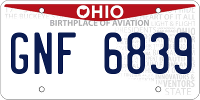 OH license plate GNF6839