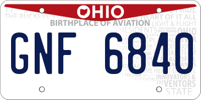 OH license plate GNF6840