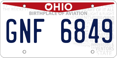 OH license plate GNF6849