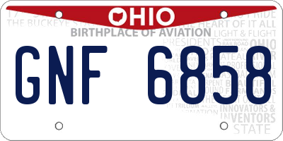 OH license plate GNF6858