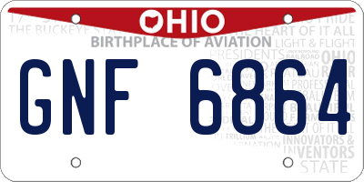 OH license plate GNF6864