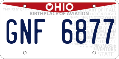 OH license plate GNF6877