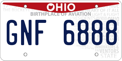 OH license plate GNF6888