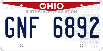 OH license plate GNF6892
