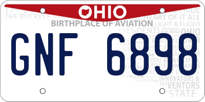 OH license plate GNF6898