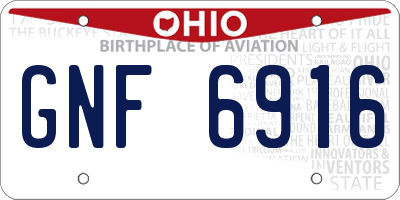 OH license plate GNF6916