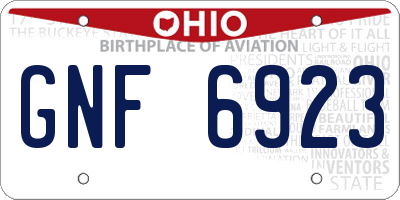 OH license plate GNF6923